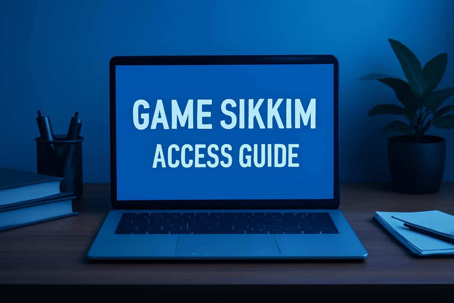 Visual representation featuring the title 'Game Sikkim Access Guide' in a high-tech setting.