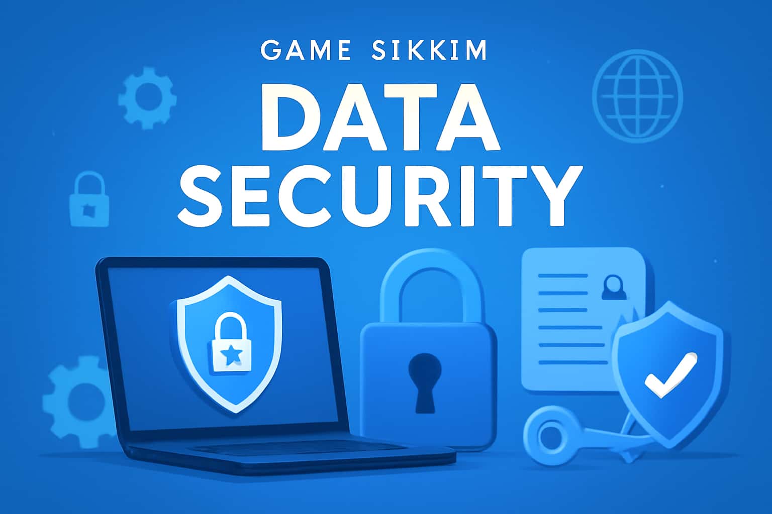 An informational visual representation of Game Sikkim Data Security, depicting various security measures.