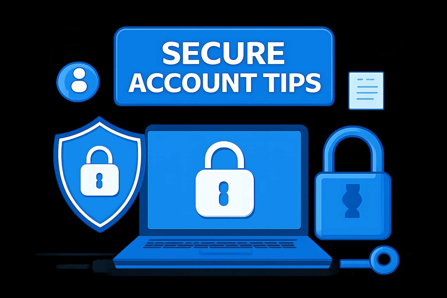 An informative scene illustrating tips for securing Game Sikkim accounts, featuring the text 'Secure Account Tips' prominently.