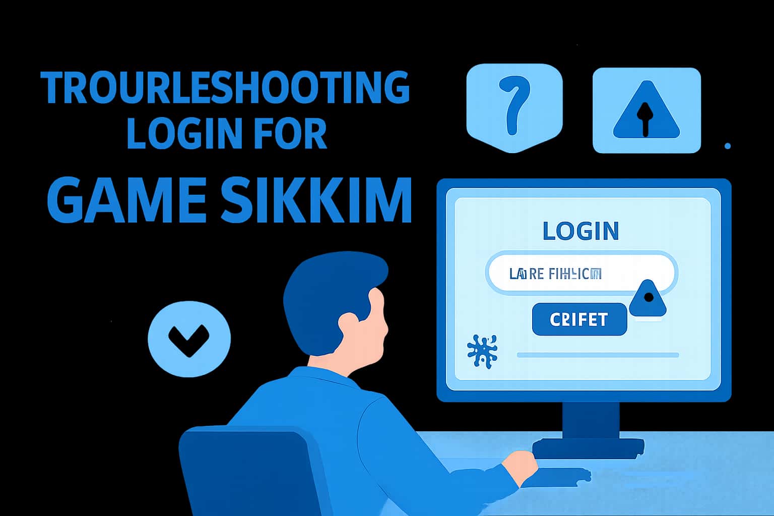 An informative visual scene focused on resolving login issues for Game Sikkim.